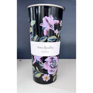 New Vera Bradley Stainless Steel Travel Tumbler Mug 16oz Lid Cup Vines Floral